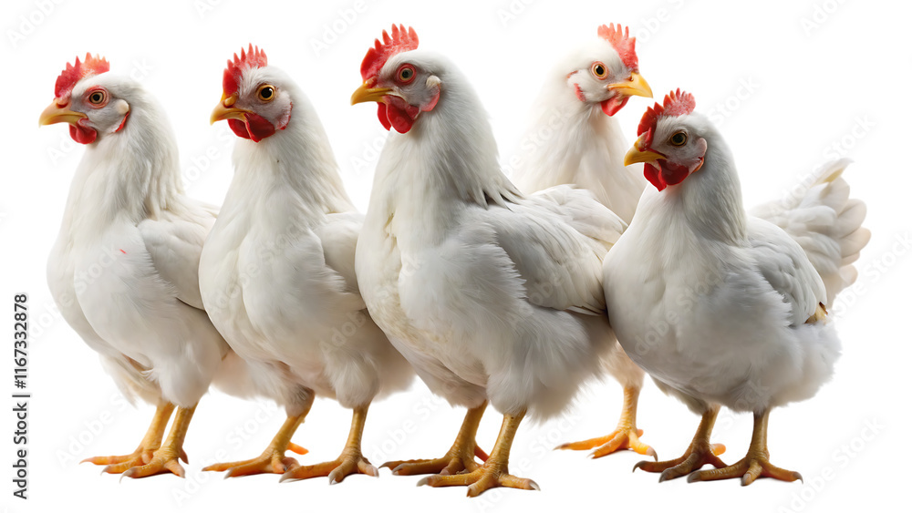 Fototapeta premium Set of White chicken isolated on white background as transparent, AI generative