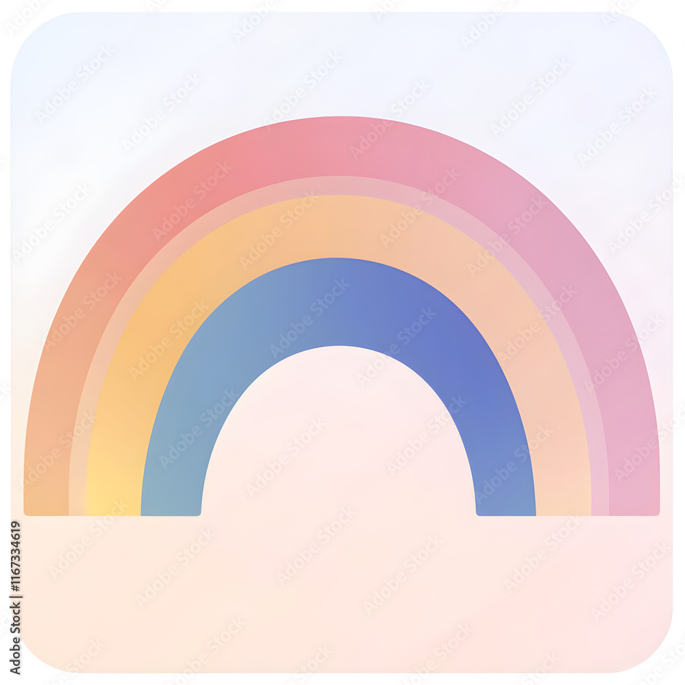 Pastel rainbow arching over soft background creating a serene atmosphere Pastel rainbow arching over soft background creating a serene atmosphere