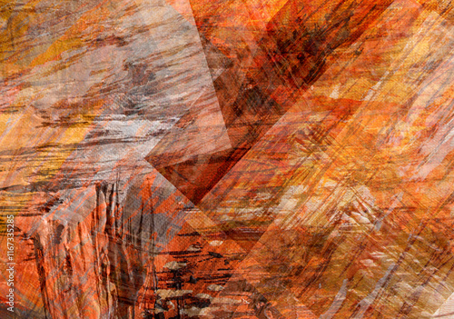 Abstract colorful watercolor background with different geometric elements