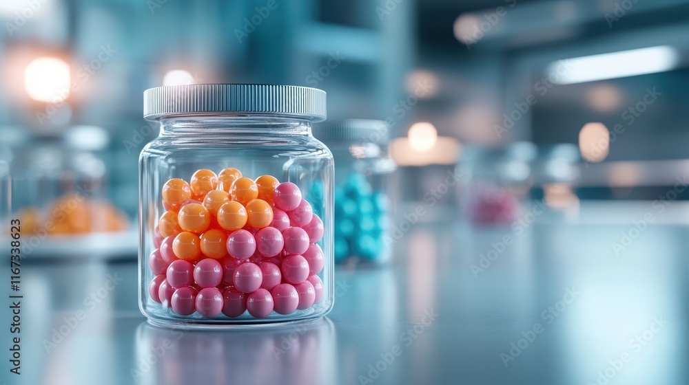 A glass jar filled with colorful spherical objects creates a playful and vibrant display, capturing the essence of creativity and joy in a contemporary setting. A glass jar filled with colorful spherical objects creates a playful and vibrant display, capturing the essence of creativity and joy in a contemporary setting.