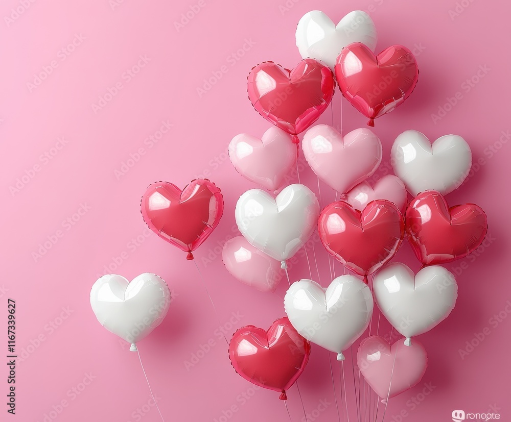 3D Valentine's Day Background with Hearts and Balloons in Pink Theme 3D Valentine's Day Background with Hearts and Balloons in Pink Theme