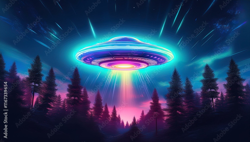 ufo above the trees - manifestation of an alien civilization