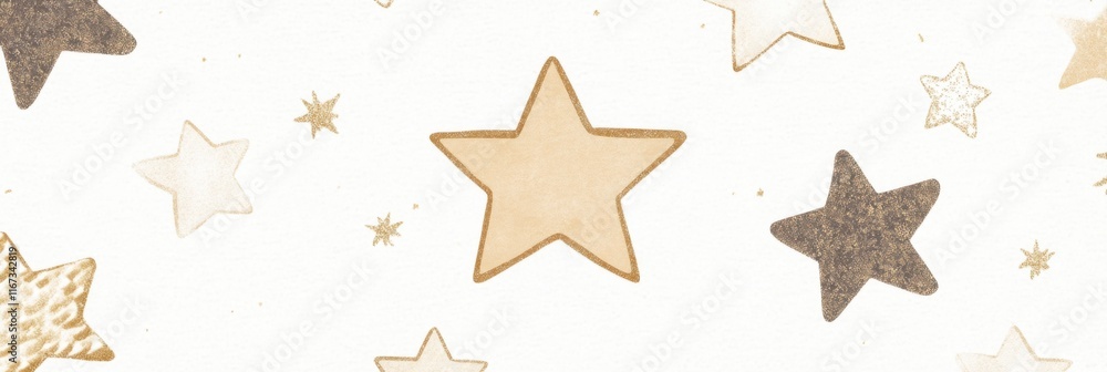Obraz premium Gentle holiday stars in muted gold for festive design and decor