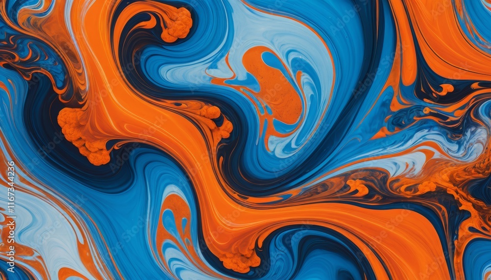 Abstract Swirling Orange and Blue Paint Background Abstract Swirling Orange and Blue Paint Background