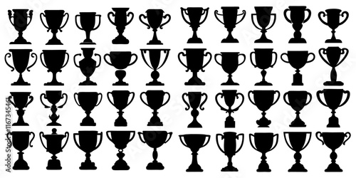 set of  trophy black silhouette style
