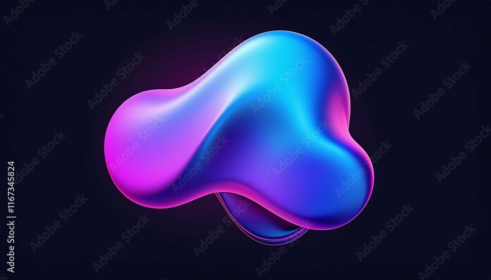 digital 3d fluid shape with blue and purple gradient on black background abstract art illustration digital 3d fluid shape with blue and purple gradient on black background abstract art illustration