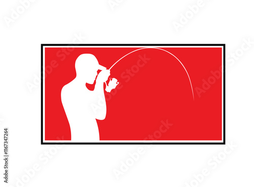 fisherman silhouette icon high vector