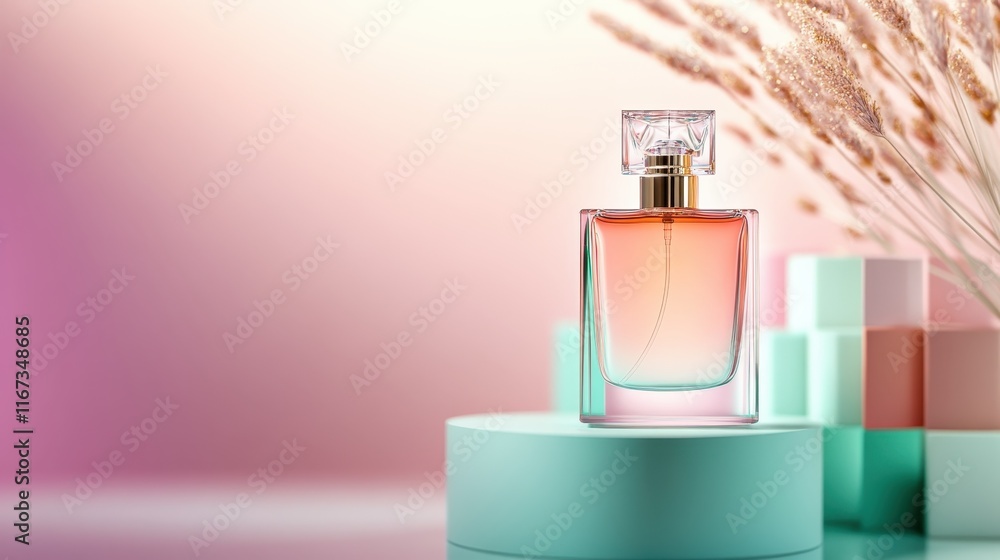 An exquisite luxury perfume bottle radiating elegance, showcased with a soft gradient background that highlights the beauty and sophistication of modern fragrance design. An exquisite luxury perfume bottle radiating elegance, showcased with a soft gradient background that highlights the beauty and sophistication of modern fragrance design.