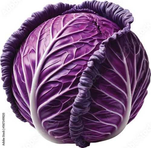 a realistic purple cabbage with a white background