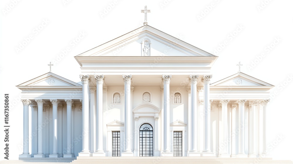 Classical architecture building with columns, white isolated background. Classical architecture building with columns, white isolated background.