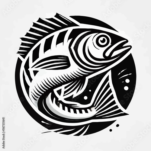 Haddock Vector Icon - Black and White Design