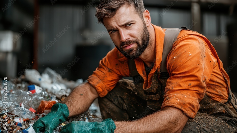A dedicated worker meticulously sorts through waste materials in a recycling facility, emphasizing the importance of environmental responsibility and the value of recycling practices. A dedicated worker meticulously sorts through waste materials in a recycling facility, emphasizing the importance of environmental responsibility and the value of recycling practices.