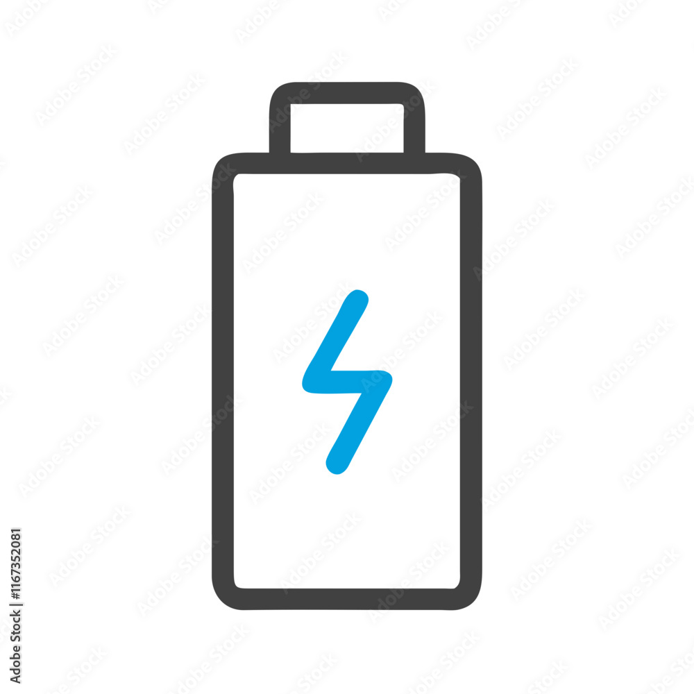 Battery icon with lightning bolt on white background Battery icon with lightning bolt on white background