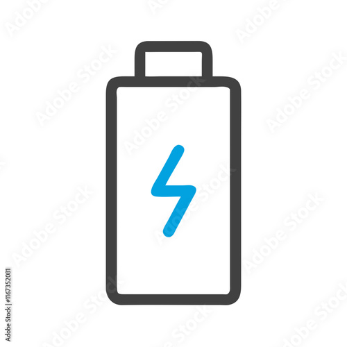 Battery icon with lightning bolt on white background