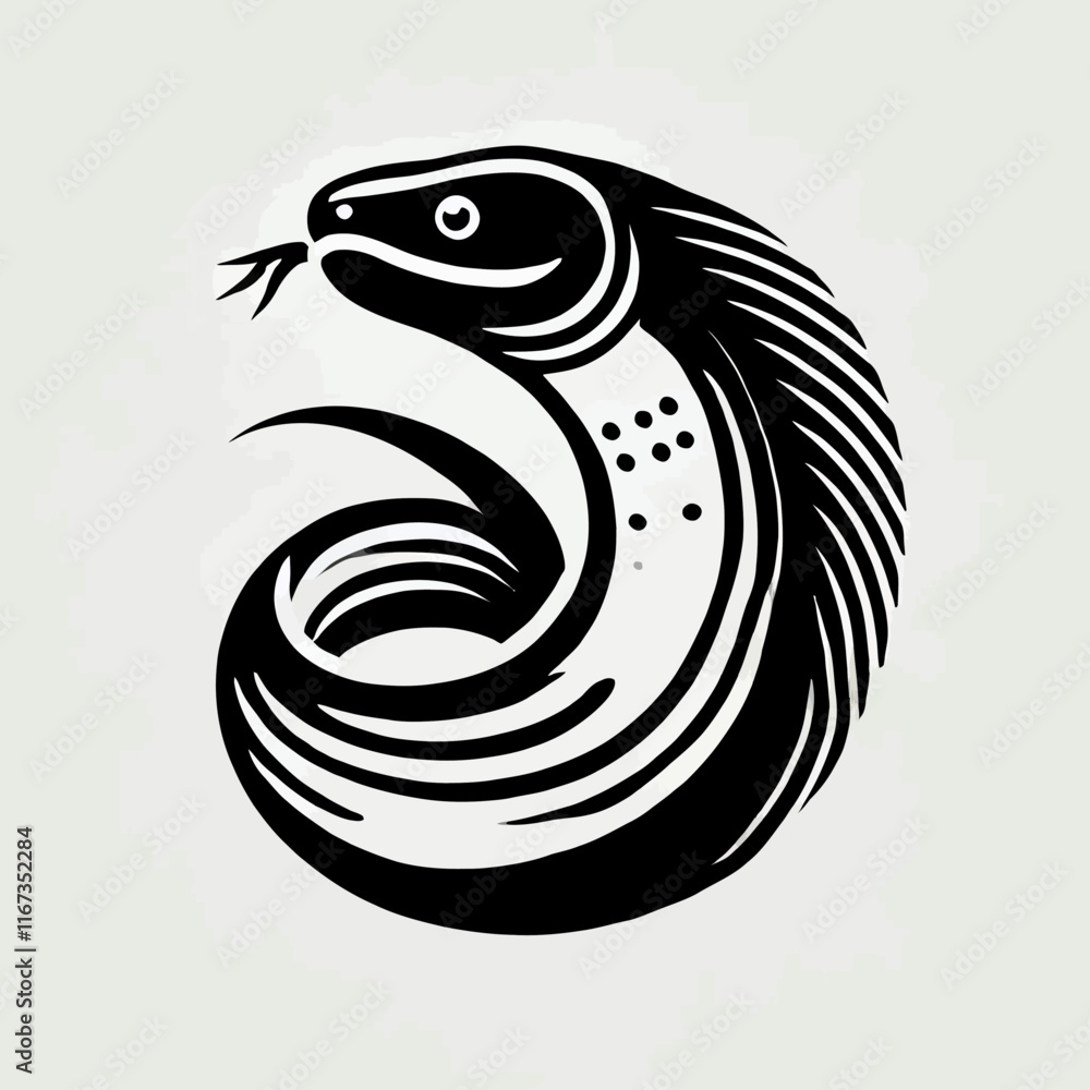 Moray Eel Vector Icon - Black and White Design Moray Eel Vector Icon - Black and White Design