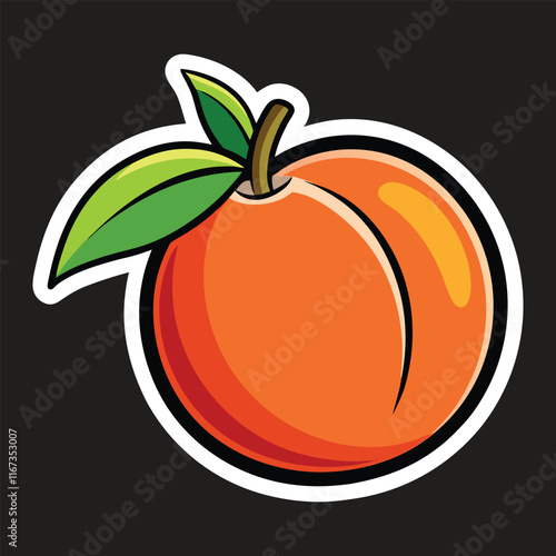 Peach sticker vector illustration