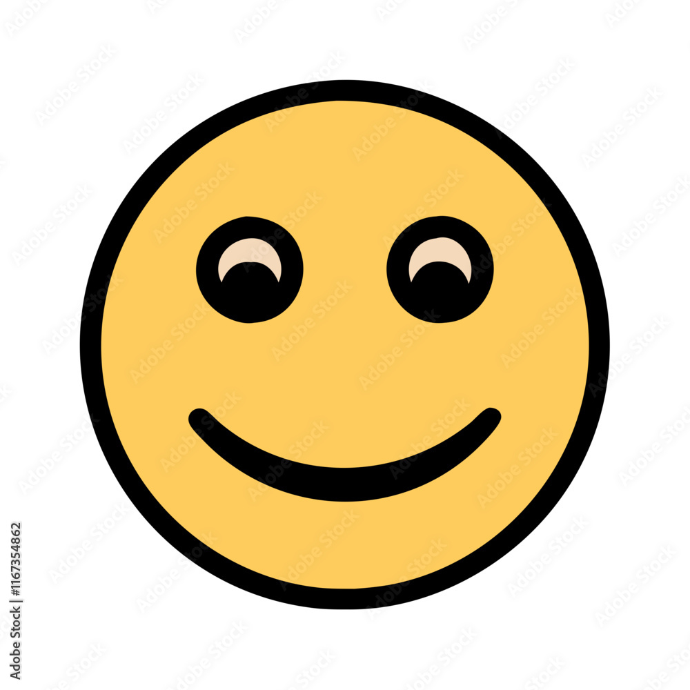 Smiley face icon with cheerful expression on yellow background Smiley face icon with cheerful expression on yellow background