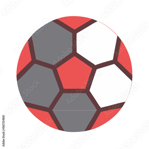 Soccer ball icon in red and gray colors