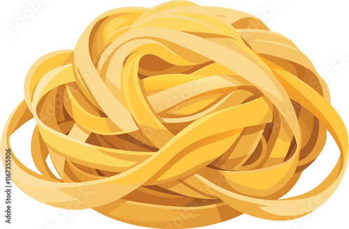 Delicious tagliatelle pasta nest close up on white background