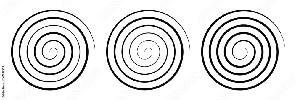 Spiral collection. Black spiral circles isolated vector illustration set. Spiral collection. Black spiral circles isolated vector illustration set.