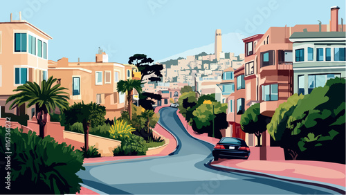 Lombard Street- A Curvy Road in San Francisco.eps