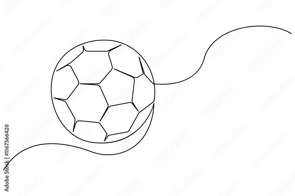 Obraz premium Single continuous line art football drawing of isolated outline Vector Illustration 