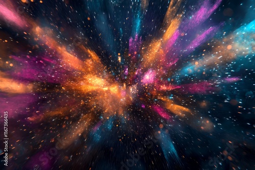 Abstract Cosmic Explosion Of Vibrant Colors And Light