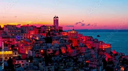 city skyline at sunset