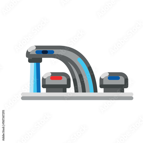 Sink faucet icon illustration with flowing water sticker emoji