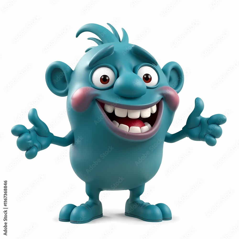 Fototapeta premium Playful Blue Monster Cartoon Character 