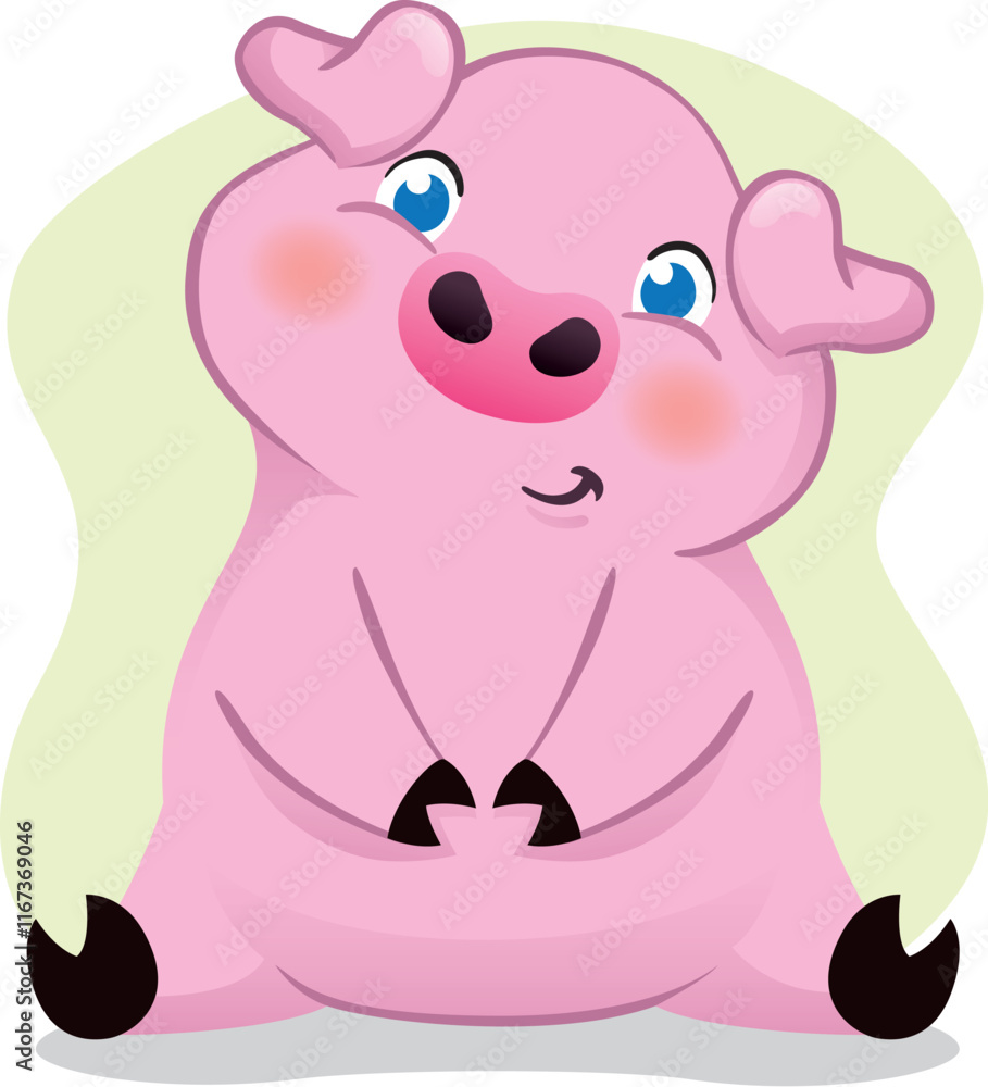 Fototapeta premium Illustration of a piglet, swine, animal mascot. Ideal for educational and informative materials