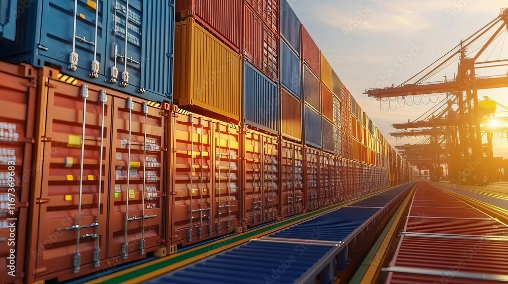 Fototapeta premium A smart supply chain ecosystem visualized as a hologram, blending innovation with interconnected logistics