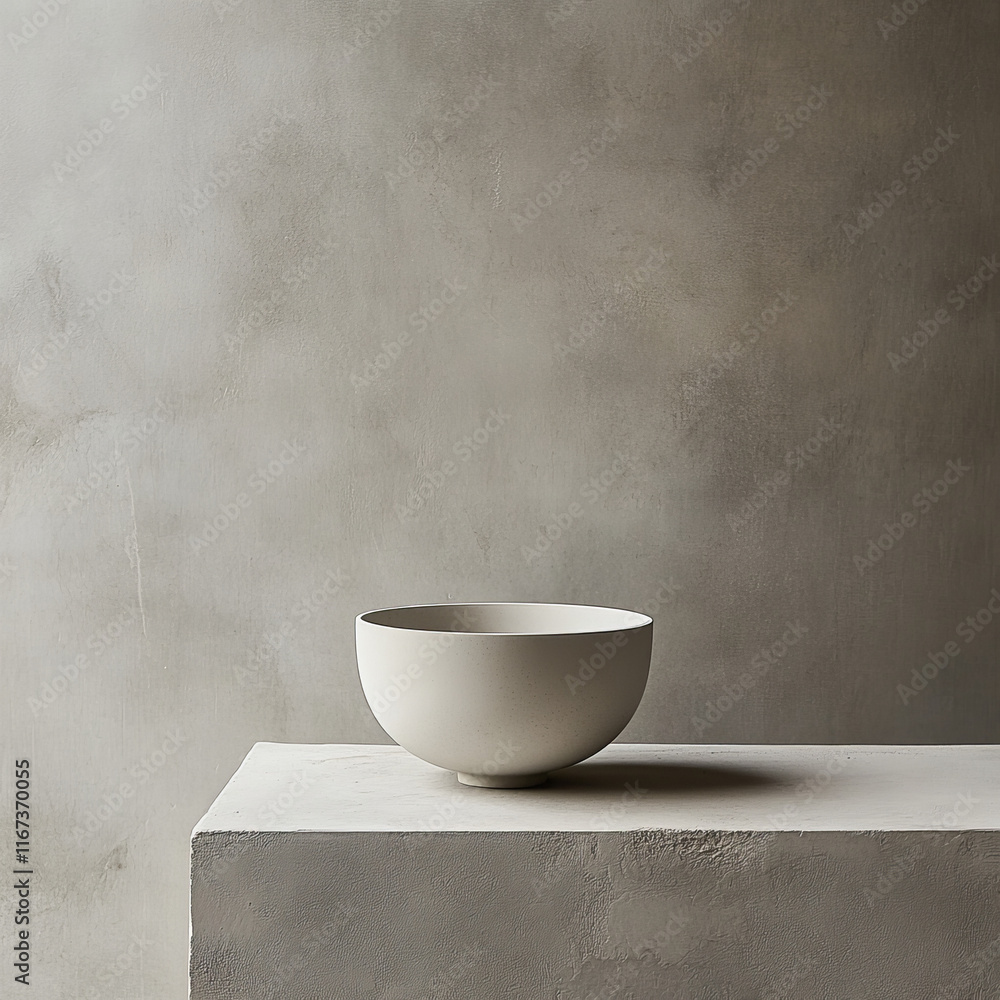 Minimalist Beige Bowl on Concrete Surface Minimalist Beige Bowl on Concrete Surface