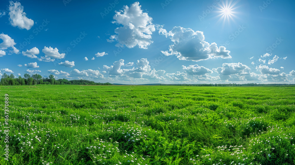 A Panoramic View of a Green Grass Meadow A Panoramic View of a Green Grass Meadow