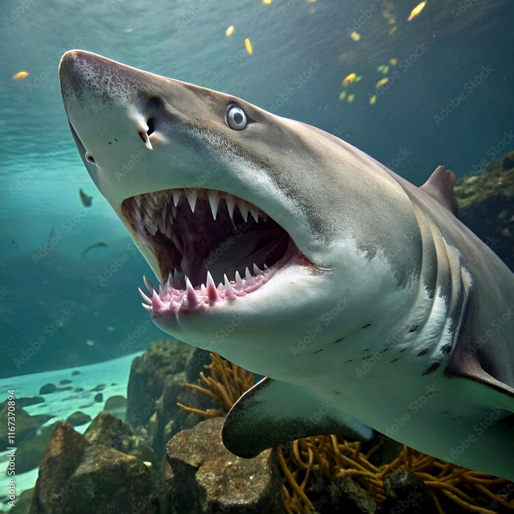 Obraz premium Extreme close up of Great White Shark