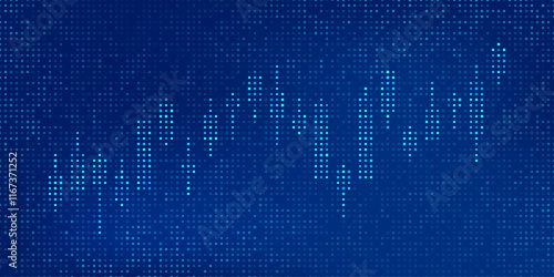 digital candle stick chart pattern on blue background. stock market, share market, financial, cryptocurrency, trading