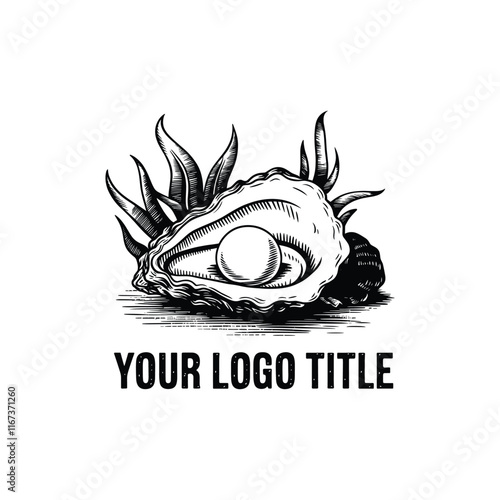 hand drawn oyster vintage style logo design 