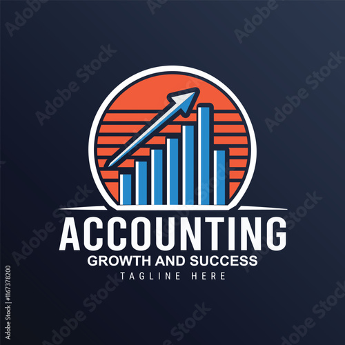 Professional  Retro Circular Accounting Firm Logo with Growth Concept Design