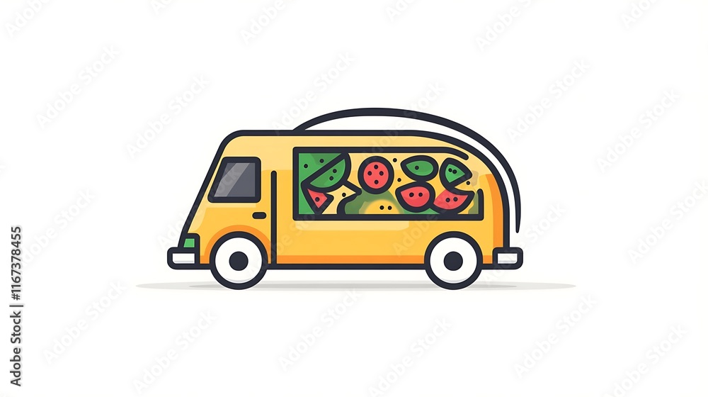 Food truck serving fresh fruits and vegetables urban street art Food truck serving fresh fruits and vegetables urban street art