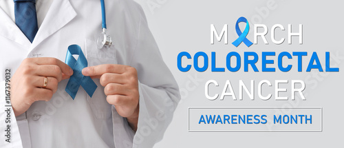 Male doctor with blue ribbo...