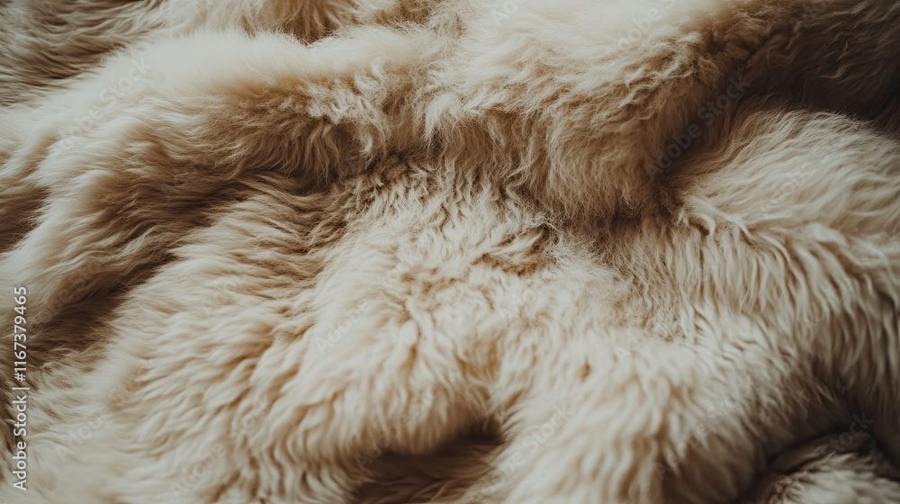 Creamy Beige Sheepskin Fur Texture Close Up Creamy Beige Sheepskin Fur Texture Close Up
