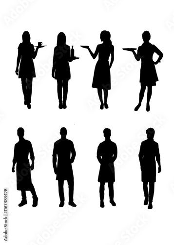 set silhouette of a waiters
