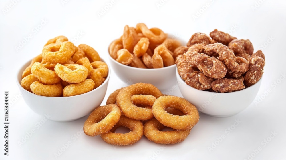 Modern Snack Display with Natural Lighting on White Background Modern Snack Display with Natural Lighting on White Background