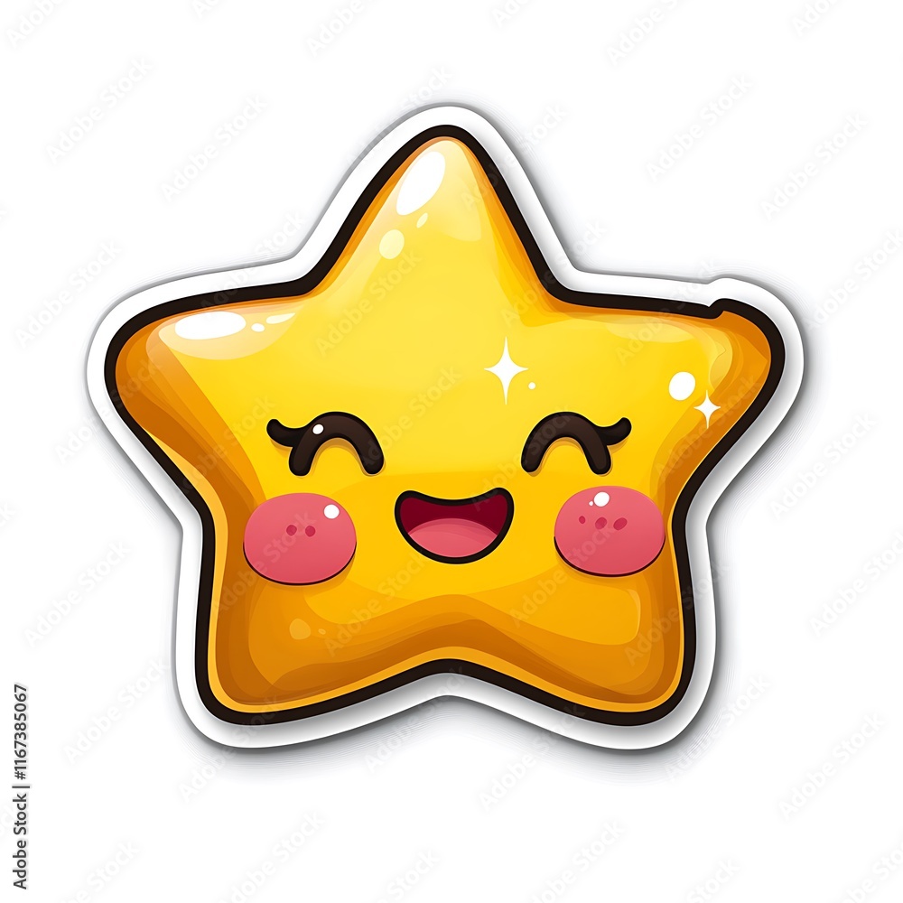 Cheerful Cartoon Star Sticker Design Cheerful Cartoon Star Sticker Design