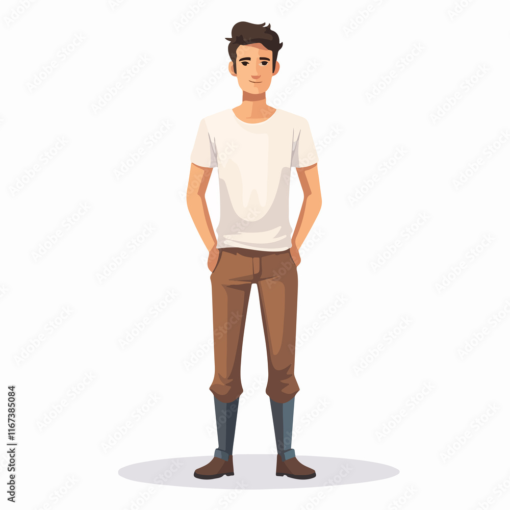 Professional young male avatar character standing illustration for digital platforms Professional young male avatar character standing illustration for digital platforms