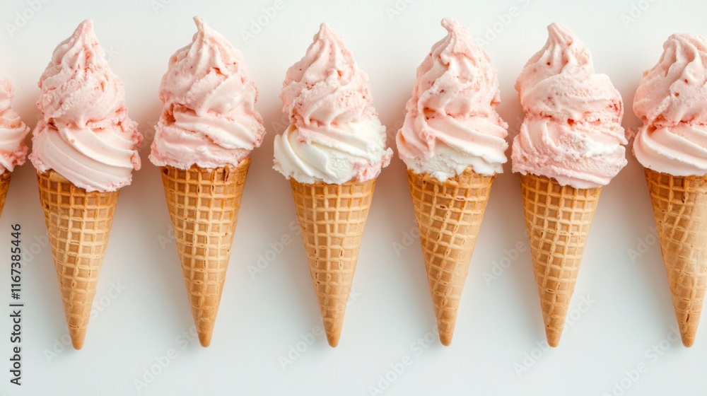 Soft Cream Cones on Clean Display with Natural Background Soft Cream Cones on Clean Display with Natural Background