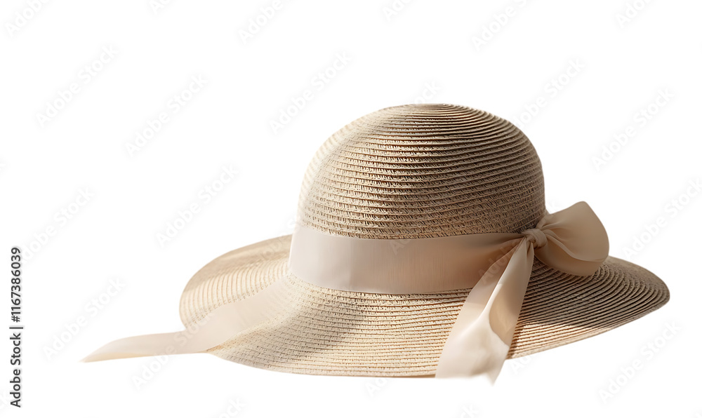 A stylish straw hat with a ribbon, perfect for sunny outdoor occasions. A stylish straw hat with a ribbon, perfect for sunny outdoor occasions.