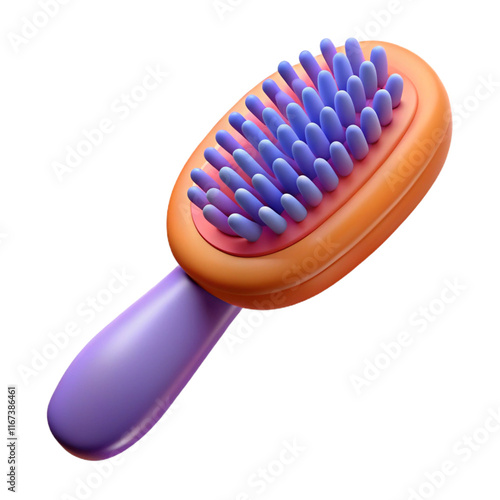 3D Render of a Colorful Hairbrush, Cartoon Style