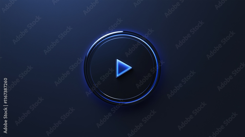 A visually striking circular play button is placed against a dark background, illuminated with a blue glow. The design is sleek and modern, ideal for digital media platforms. A visually striking circular play button is placed against a dark background, illuminated with a blue glow. The design is sleek and modern, ideal for digital media platforms.
