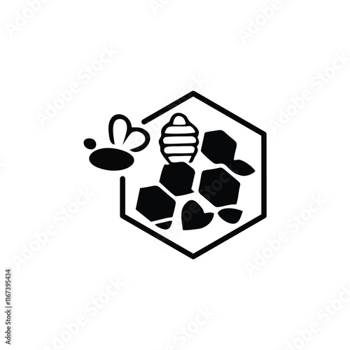 honey bee logo and hexagon shape